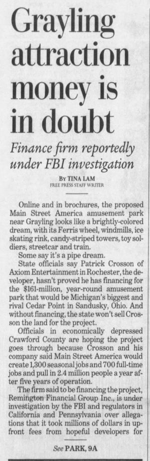 Main Street America Amusement Park (Cancelled) - Jul 8 2008 Financing Worries